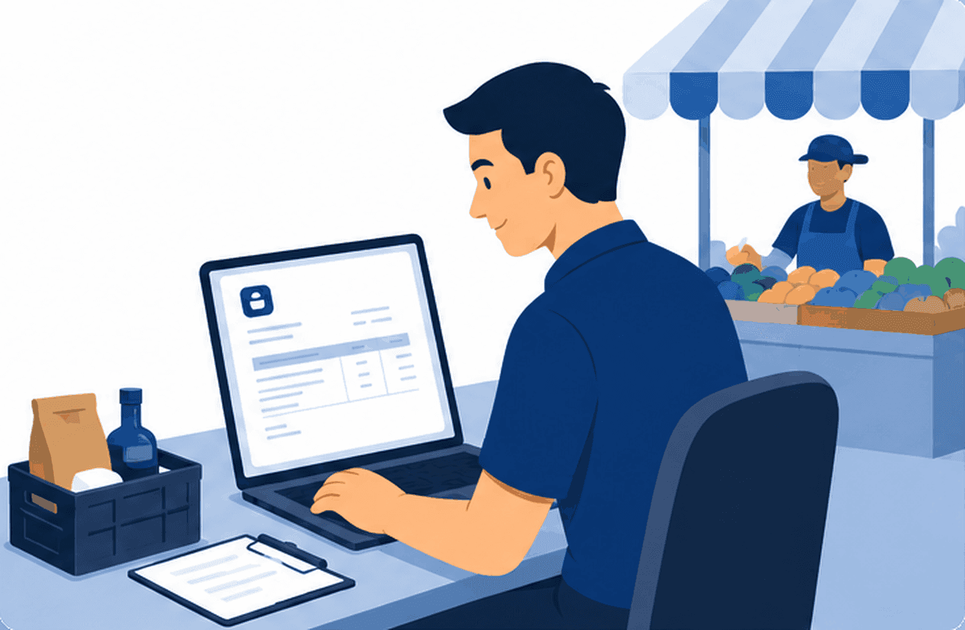 Comerciante registrando una compra informal